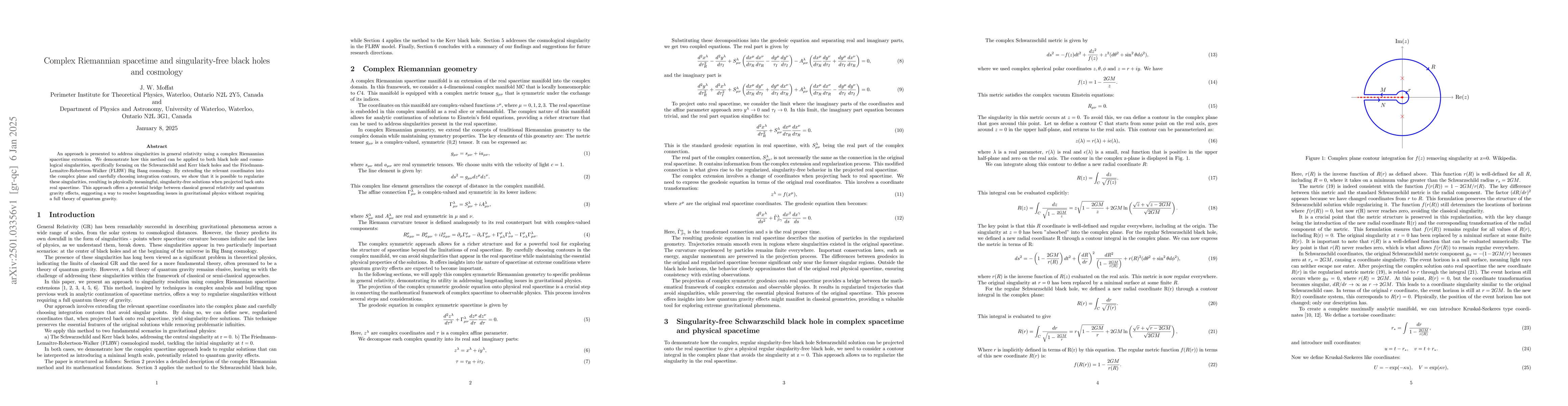 Thumbnail for Complex Riemannian spacetime and singularity-free black holes and
  cosmology