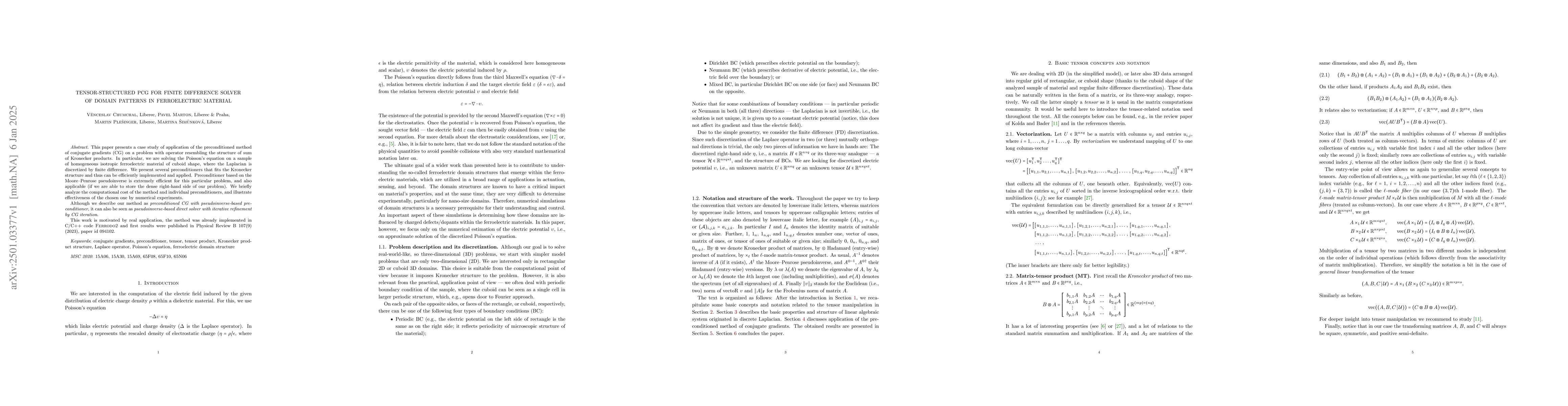 Thumbnail for Tensor-structured PCG for finite difference solver of domain patterns in
  ferroelectric material