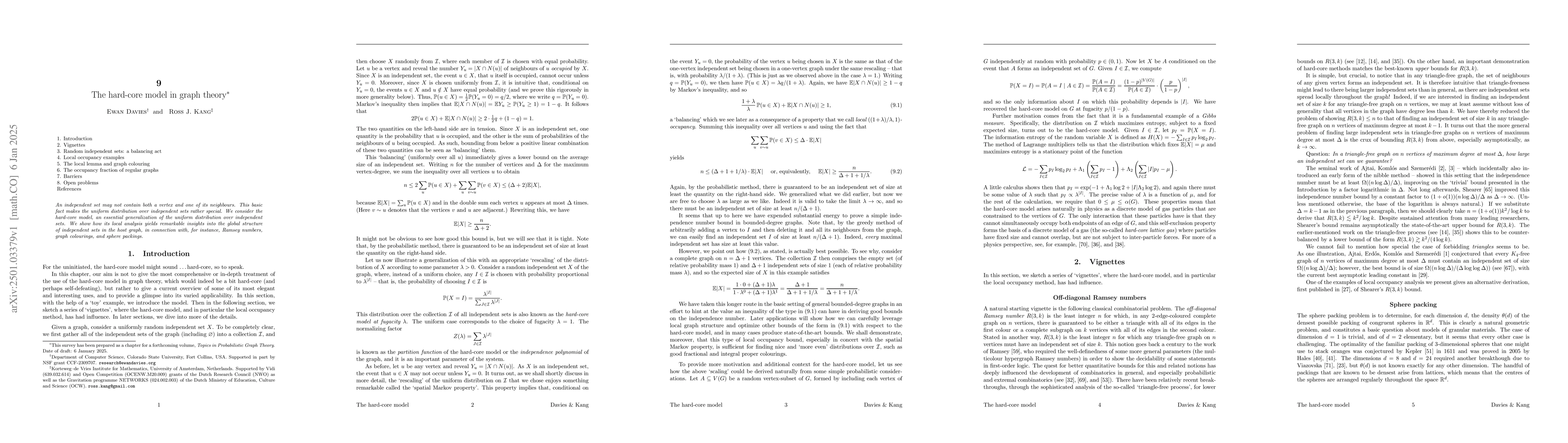 Thumbnail for The hard-core model in graph theory