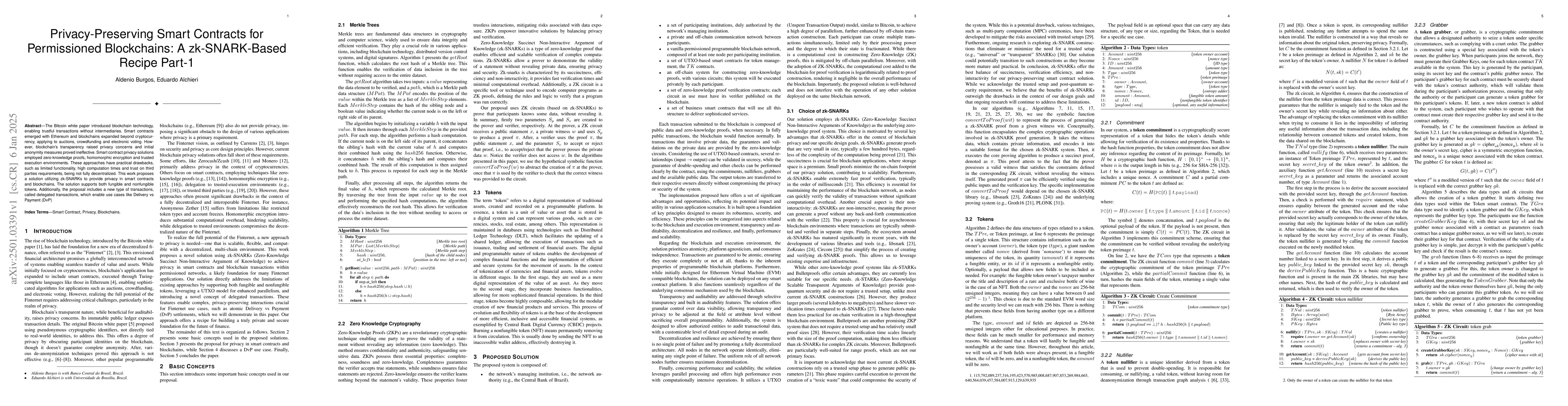 Thumbnail for Privacy-Preserving Smart Contracts for Permissioned Blockchains: A
  zk-SNARK-Based Recipe Part-1