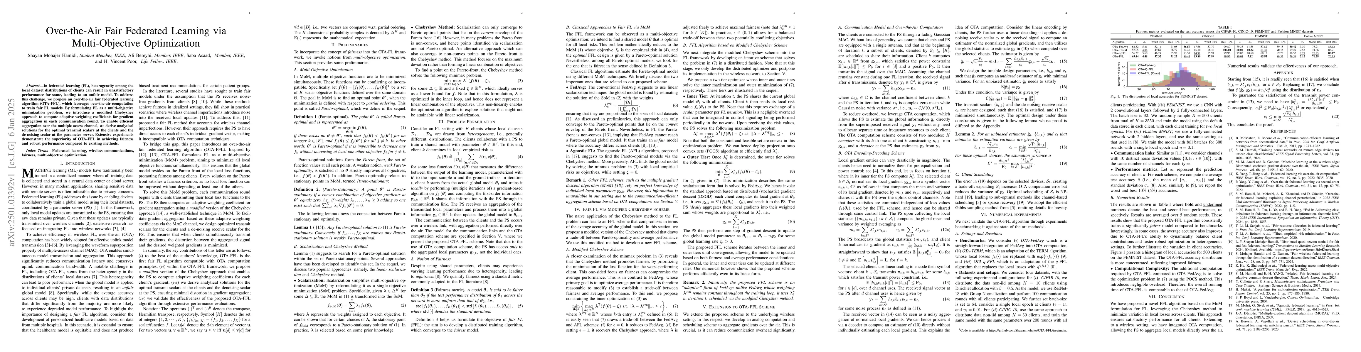 Thumbnail for Over-the-Air Fair Federated Learning via Multi-Objective Optimization