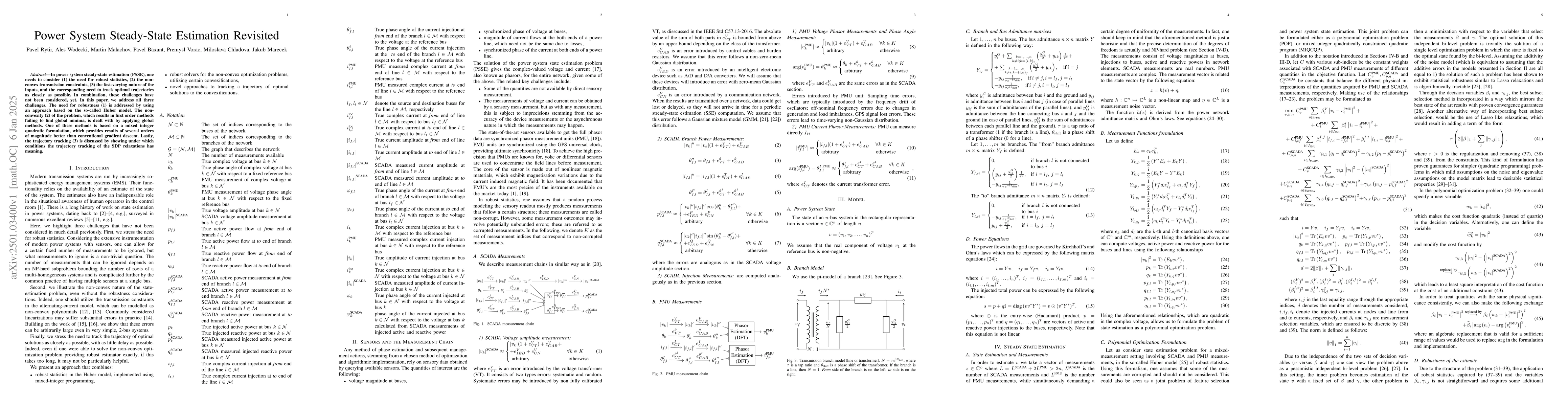 Thumbnail for Power System Steady-State Estimation Revisited