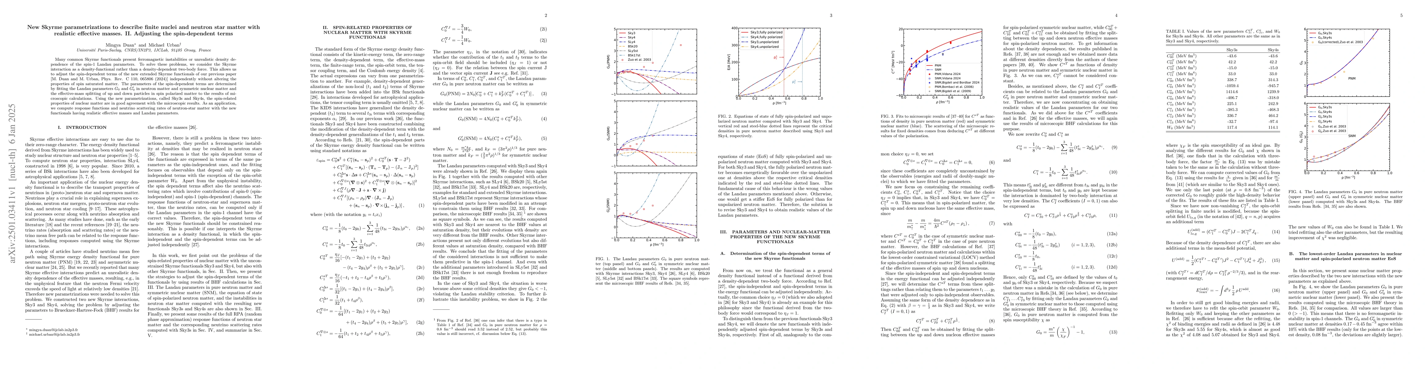Thumbnail for New Skyrme parametrizations to describe finite nuclei and neutron star
  matter with realistic effective masses. II. Adjusting the spin-dependent
  terms