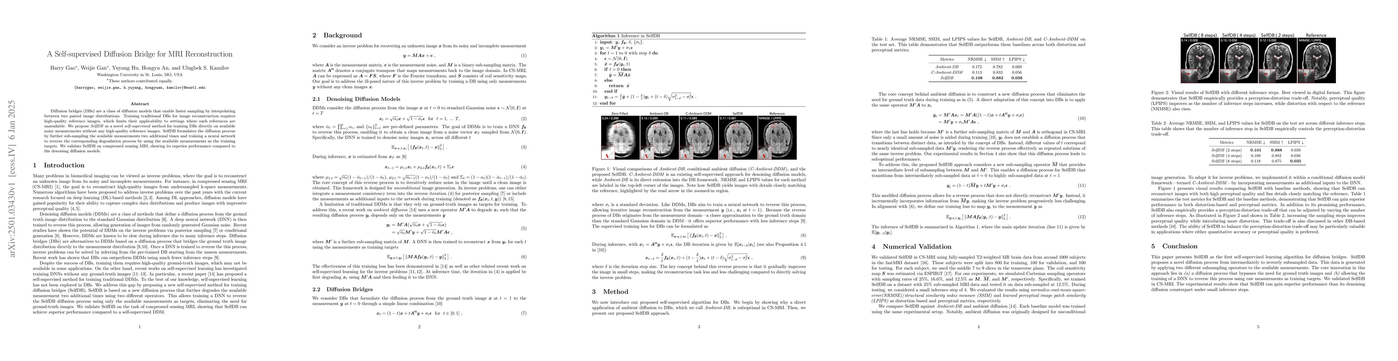 Thumbnail for A Self-supervised Diffusion Bridge for MRI Reconstruction