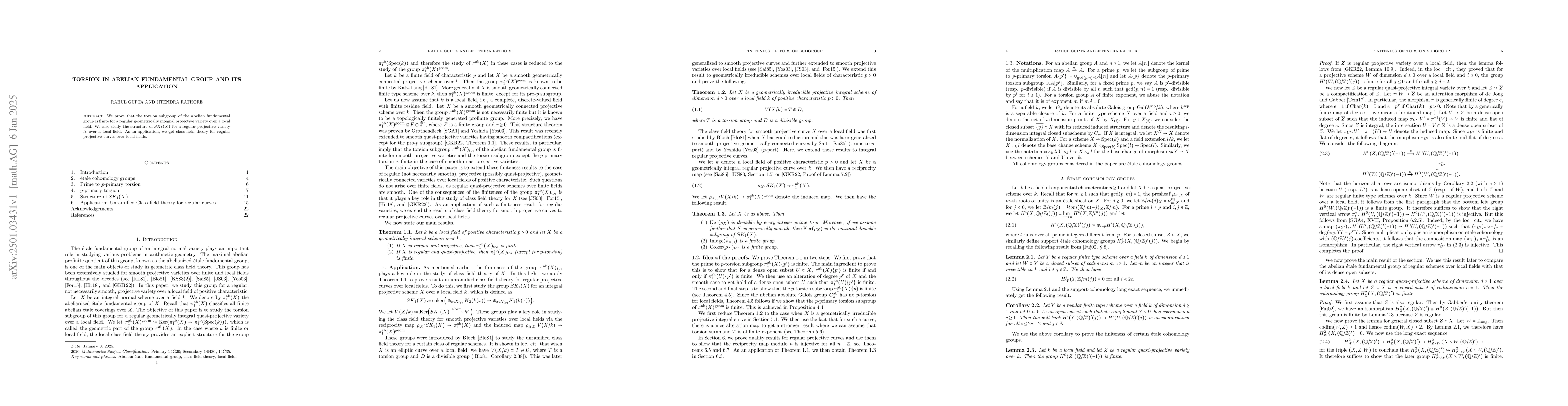 Thumbnail for Torsion in abelian fundamental group and its application