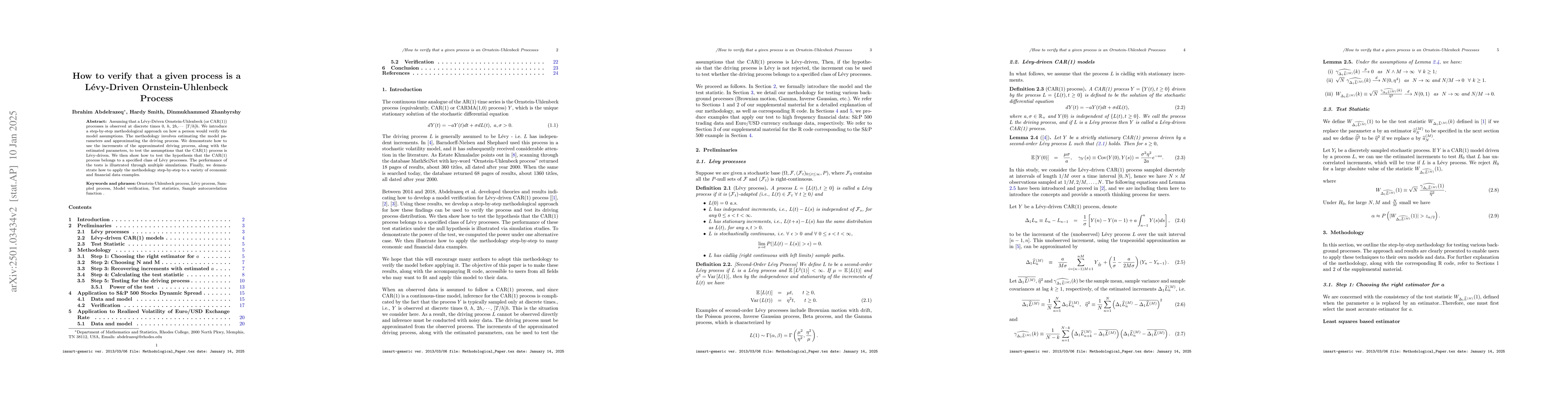 Thumbnail for How to verify that a given process is a Lévy-Driven Ornstein-Uhlenbeck
  Process