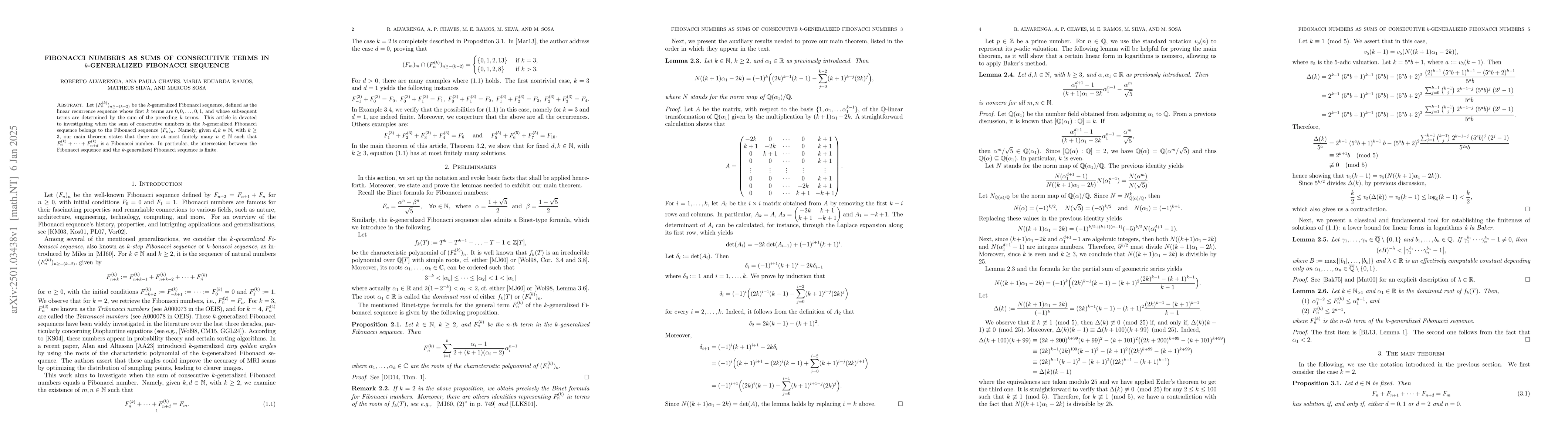 Thumbnail for Fibonacci Numbers as Sums of Consecutive Terms in $k$-Generalized
  Fibonacci Sequence