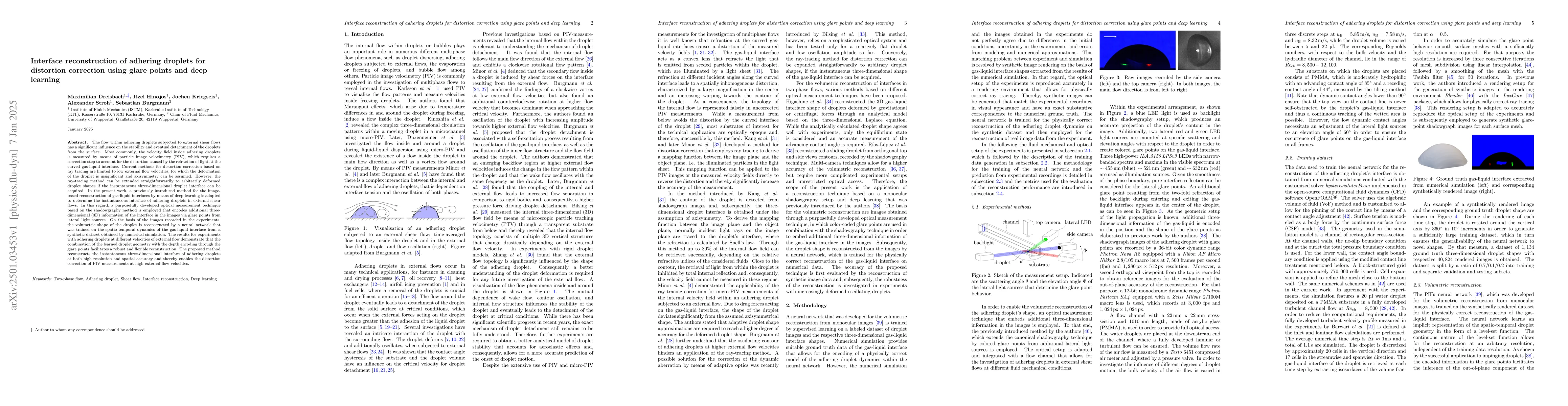 Thumbnail for Interface reconstruction of adhering droplets for distortion correction
  using glare points and deep learning