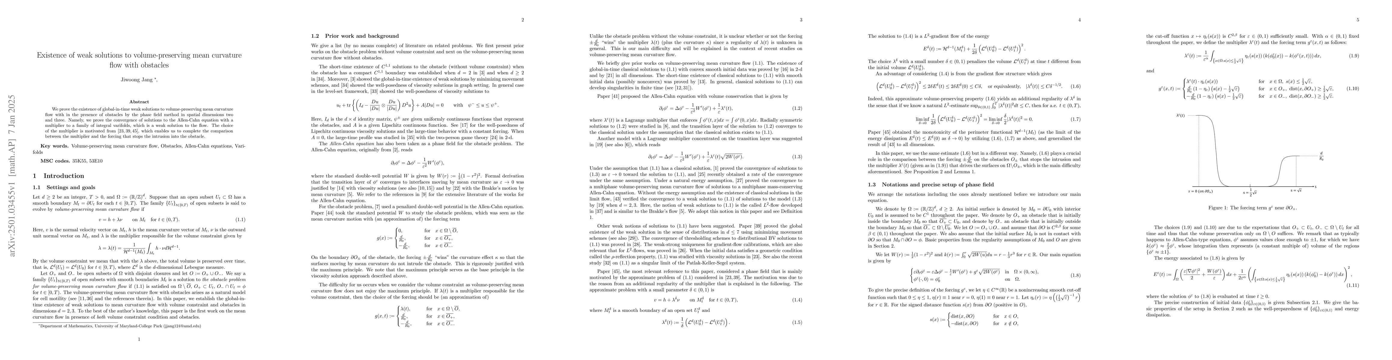 Thumbnail for Existence of weak solutions to volume-preserving mean curvature flow
  with obstacles