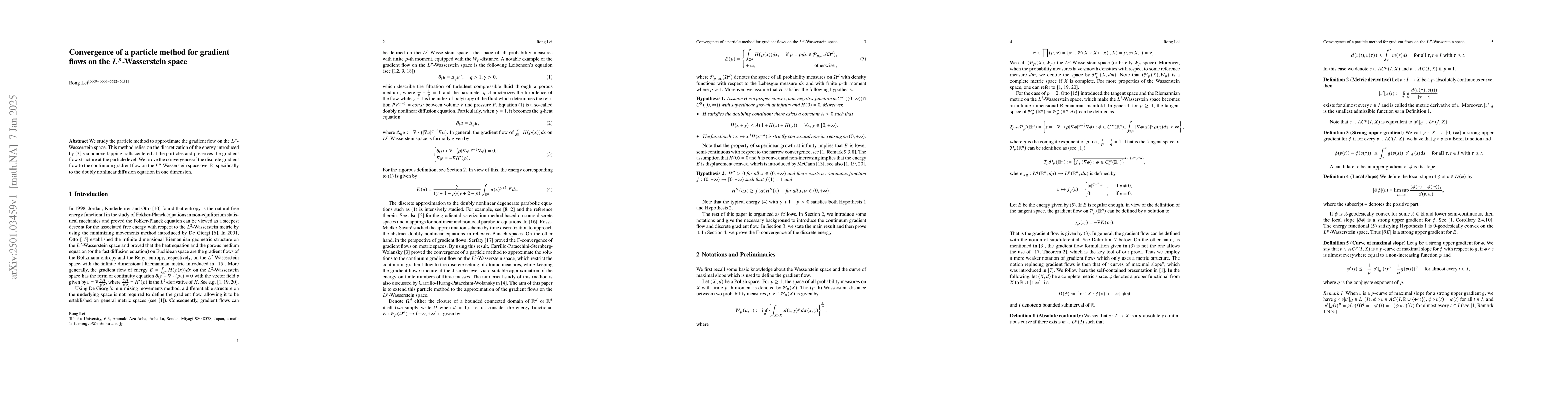 Thumbnail for Convergence of a particle method for gradient flows on the
  $L^p$-Wasserstein space