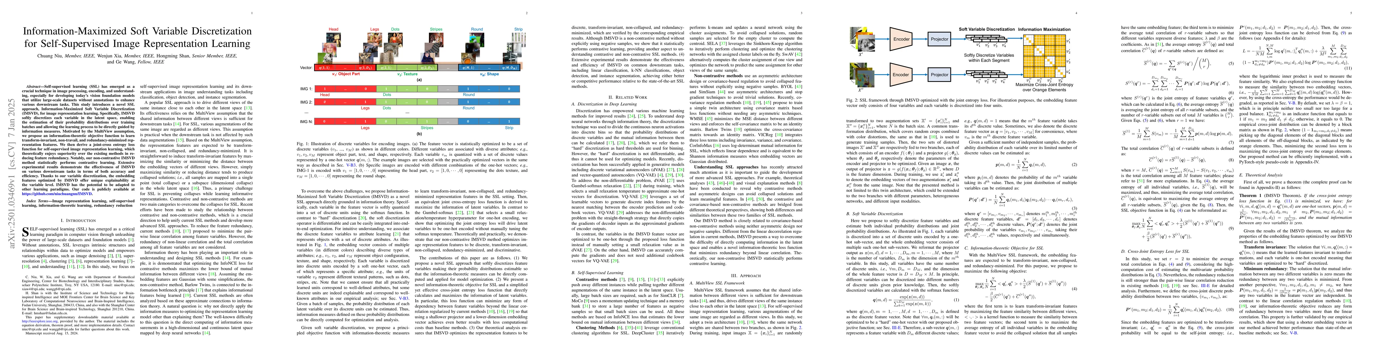 Thumbnail for Information-Maximized Soft Variable Discretization for Self-Supervised
  Image Representation Learning