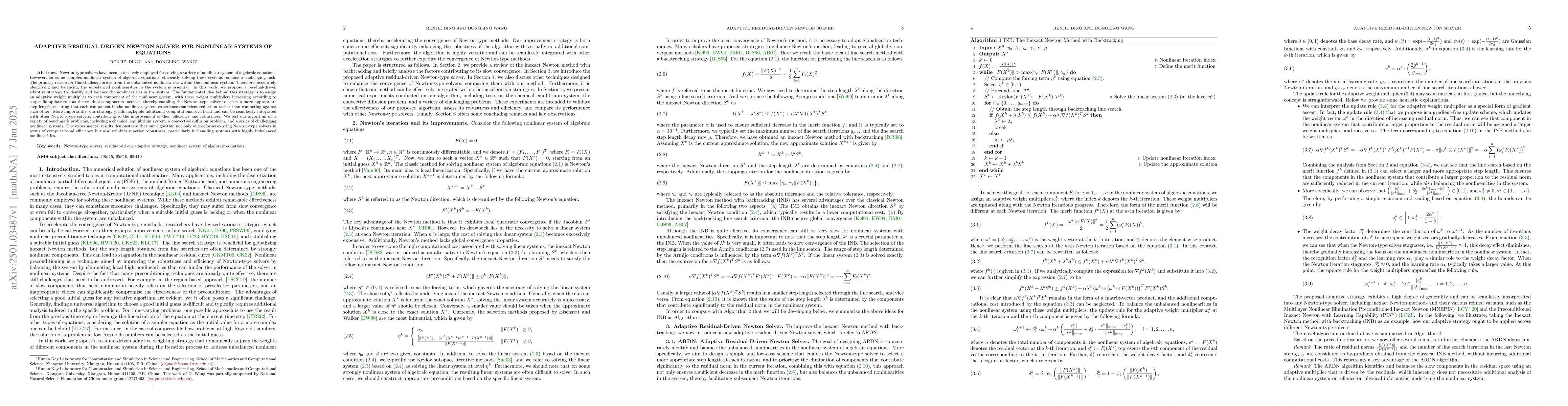 Thumbnail for Adaptive Residual-Driven Newton Solver for Nonlinear Systems of
  Equations