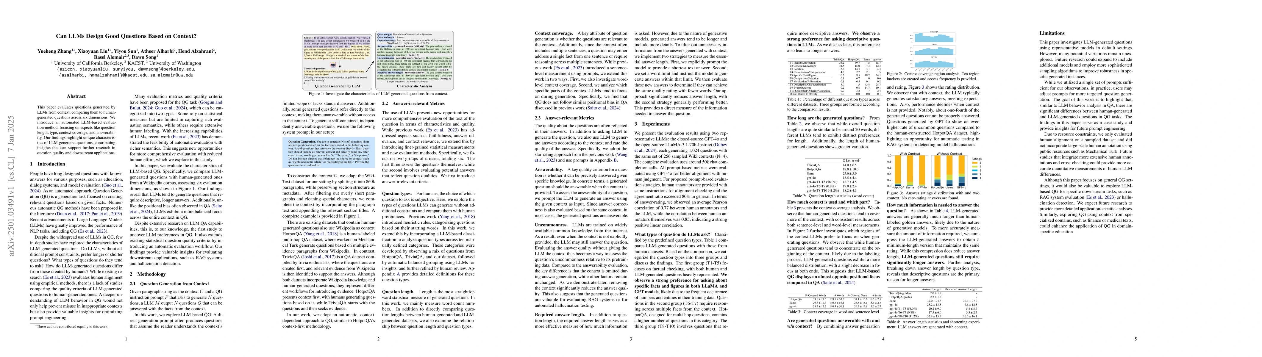 Thumbnail for Can LLMs Design Good Questions Based on Context?
