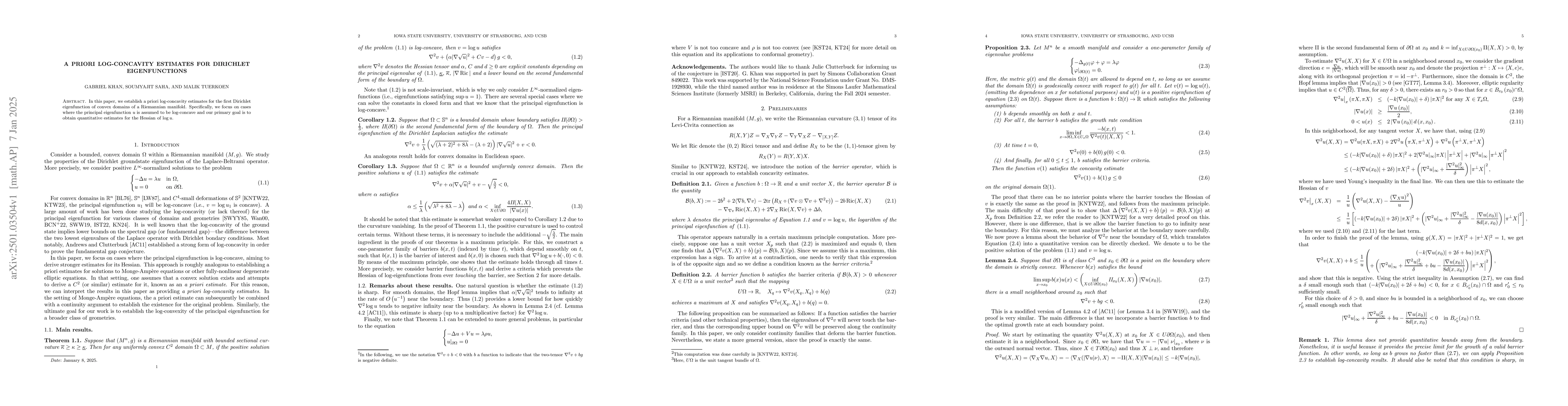 Thumbnail for A Priori Log-Concavity Estimates for Dirichlet Eigenfunctions