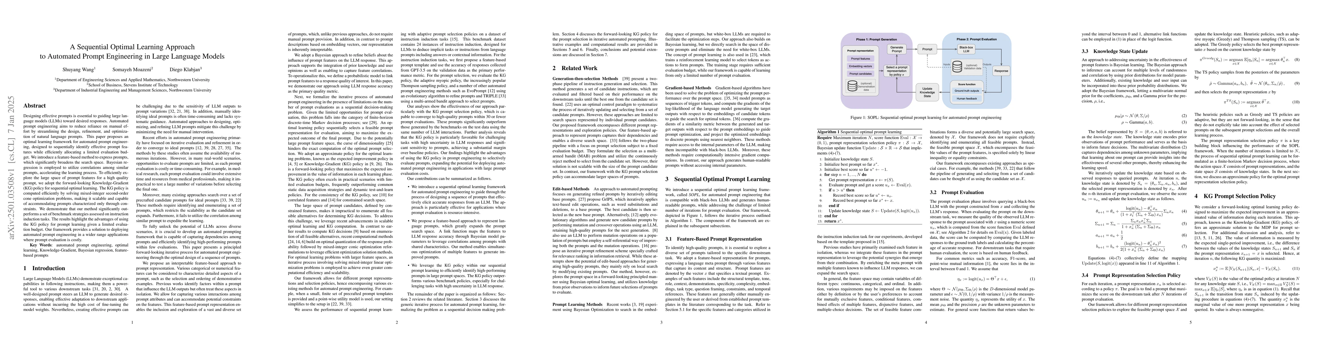 Thumbnail for A Sequential Optimal Learning Approach to Automated Prompt Engineering
  in Large Language Models