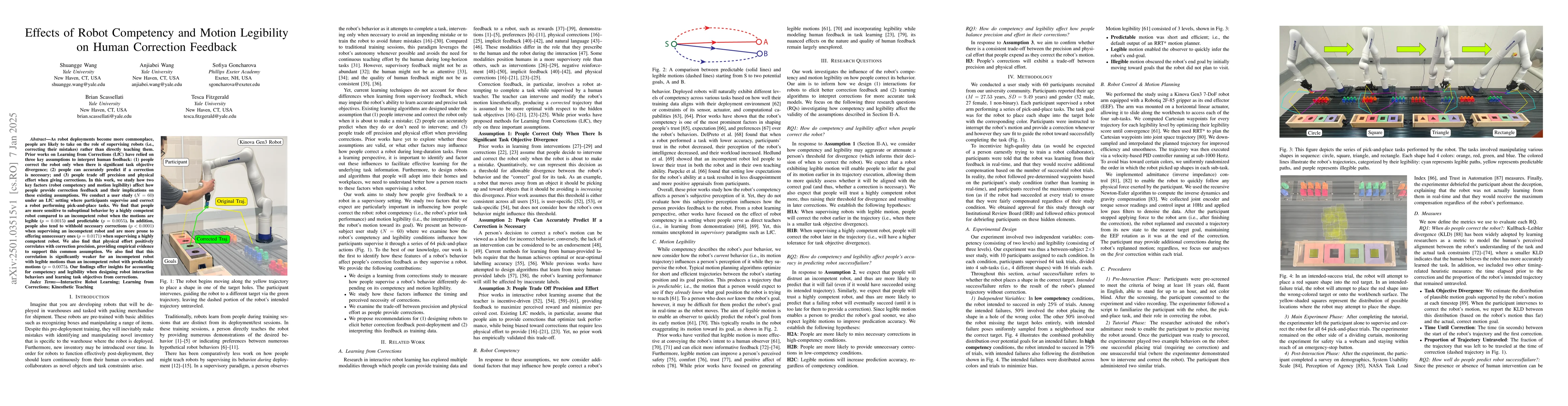 Thumbnail for Effects of Robot Competency and Motion Legibility on Human Correction
  Feedback