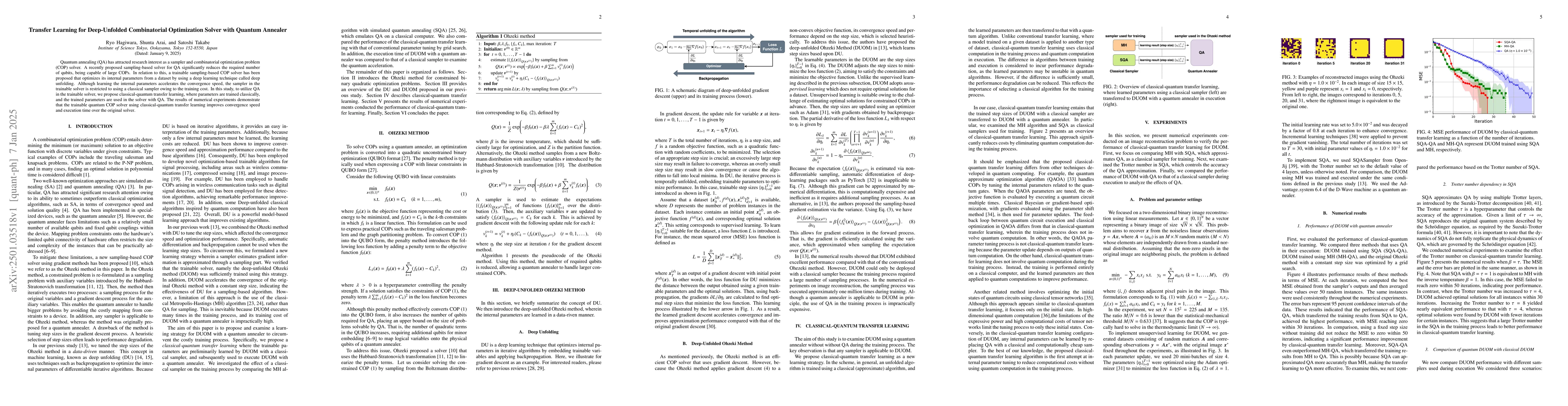 Thumbnail for Transfer Learning for Deep-Unfolded Combinatorial Optimization Solver
  with Quantum Annealer
