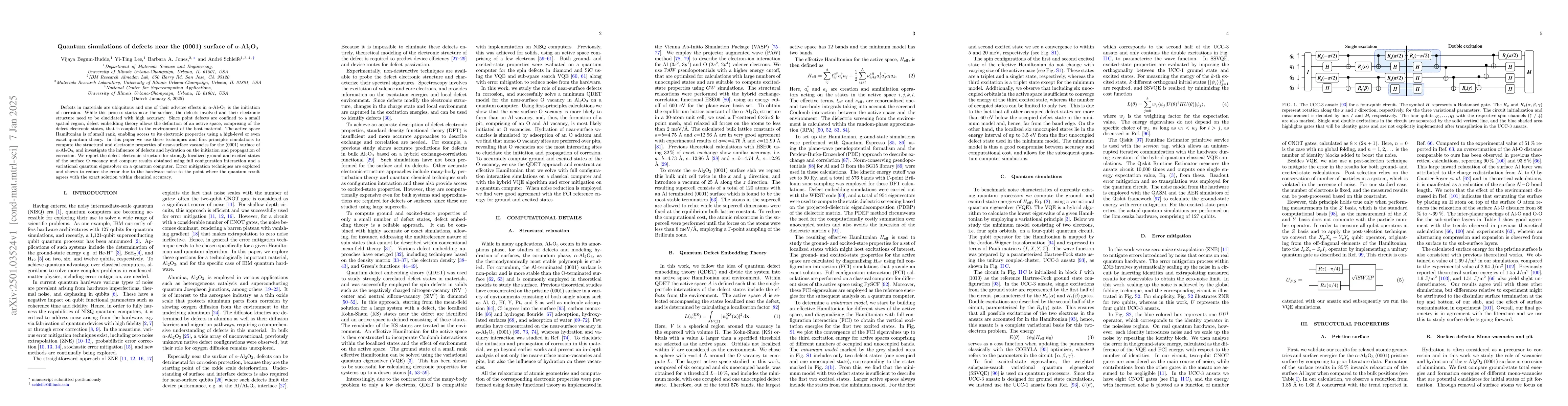 Thumbnail for Quantum simulations of defects near the (0001) surface of
  $α$-Al$_2$O$_3$