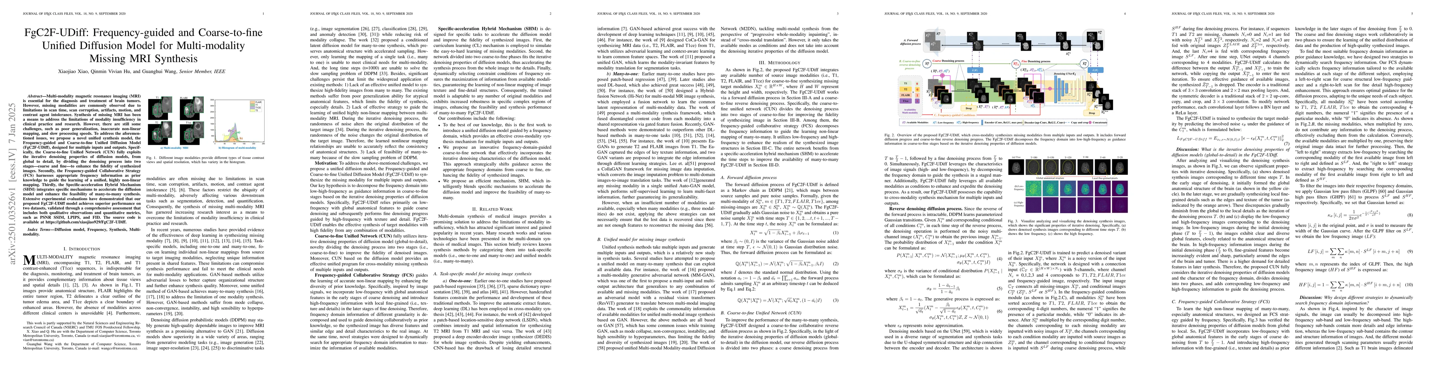 Thumbnail for FgC2F-UDiff: Frequency-guided and Coarse-to-fine Unified Diffusion Model
  for Multi-modality Missing MRI Synthesis