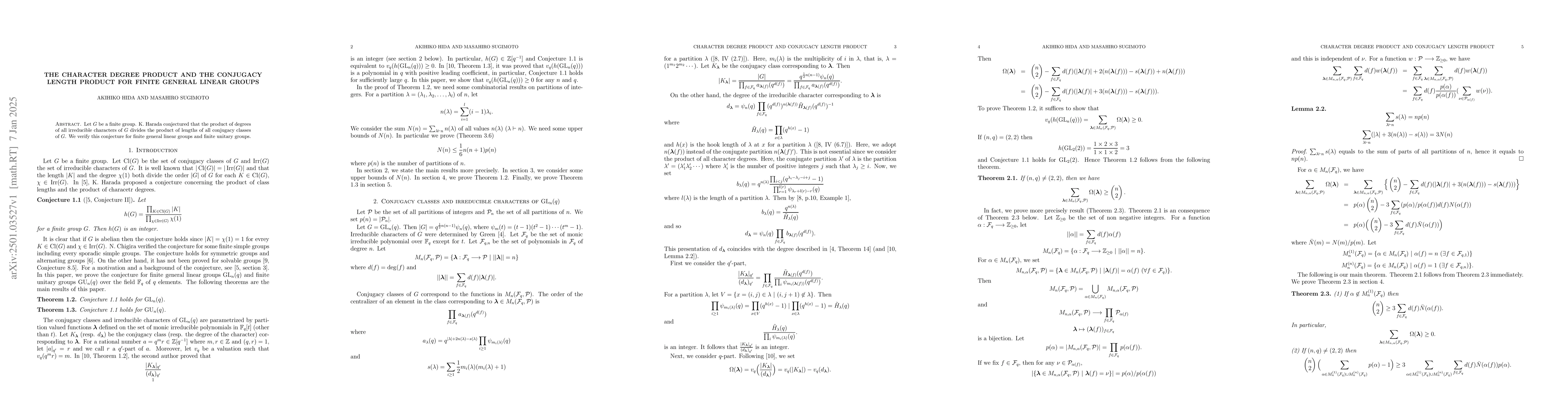 Thumbnail for The character degree product and the conjugacy length product for finite
  general linear groups
