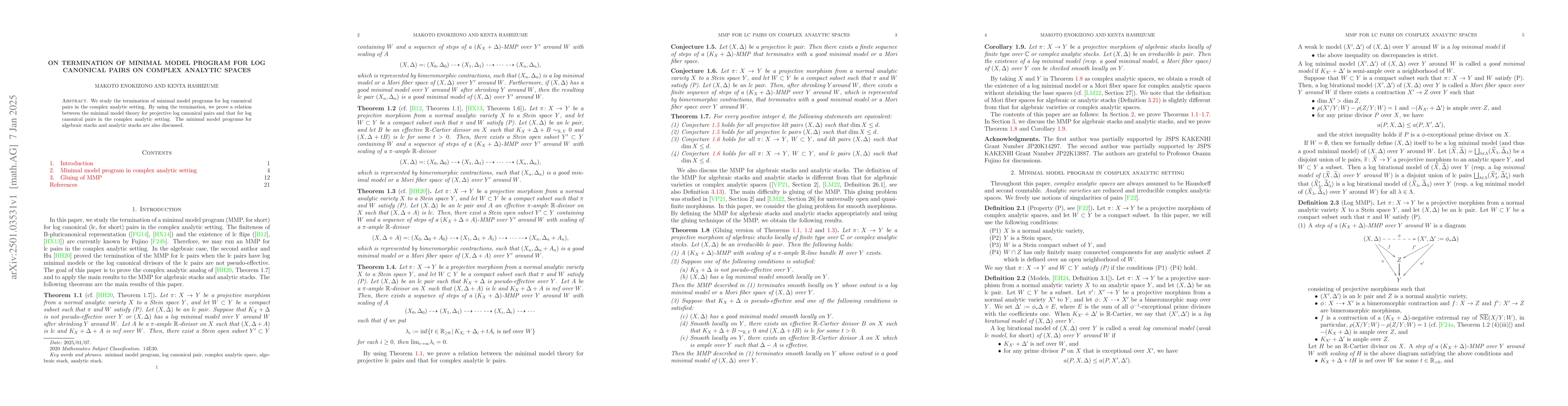 Thumbnail for On termination of minimal model program for log canonical pairs on
  complex analytic spaces