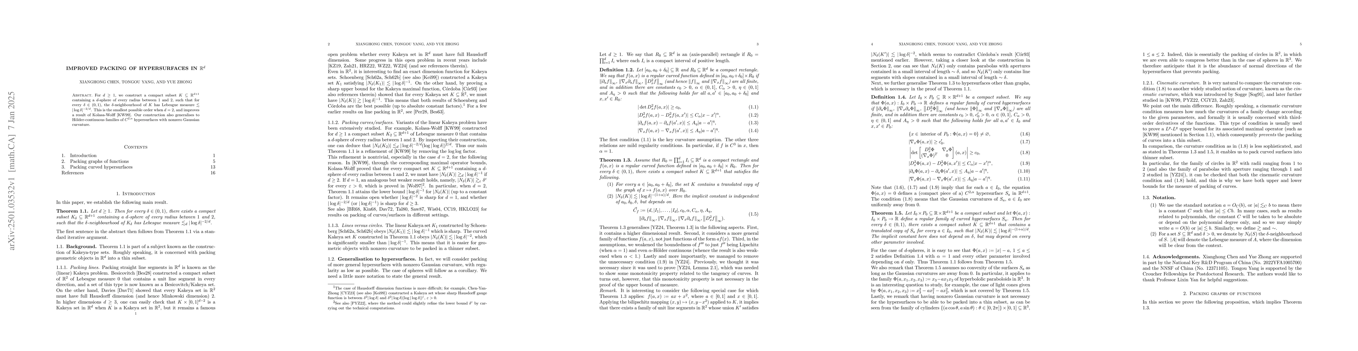 Thumbnail for Improved packing of hypersurfaces in $\mathbb R^d$
