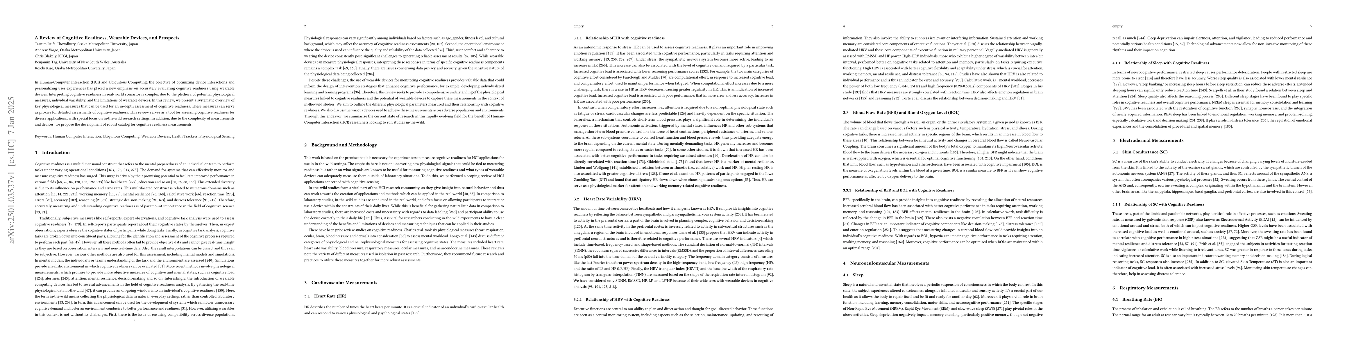 Thumbnail for A Review of Cognitive Readiness, Wearable Devices, and Prospects