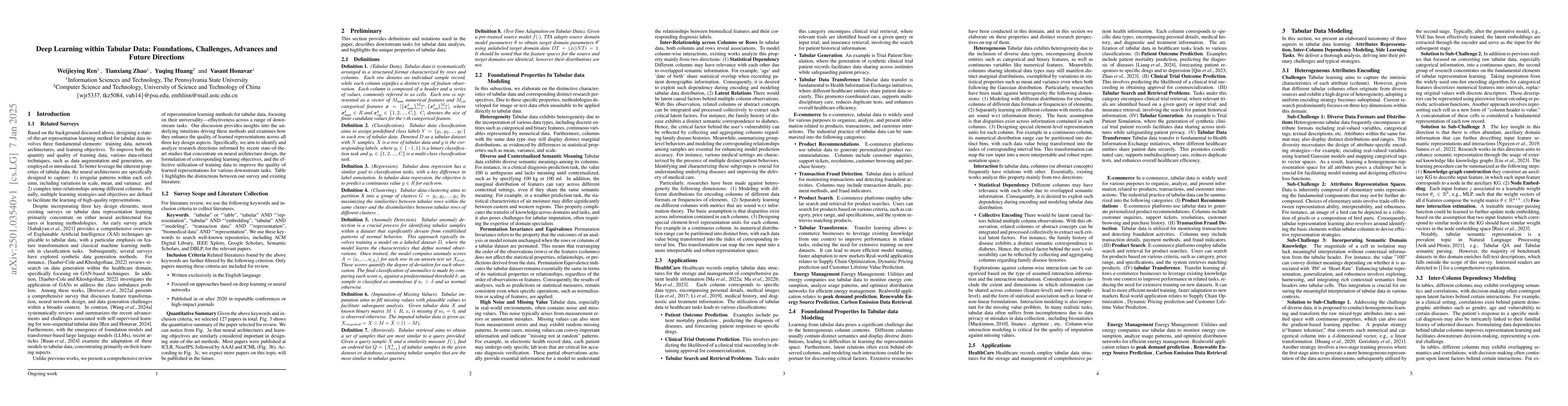 Thumbnail for Deep Learning within Tabular Data: Foundations, Challenges, Advances and
  Future Directions