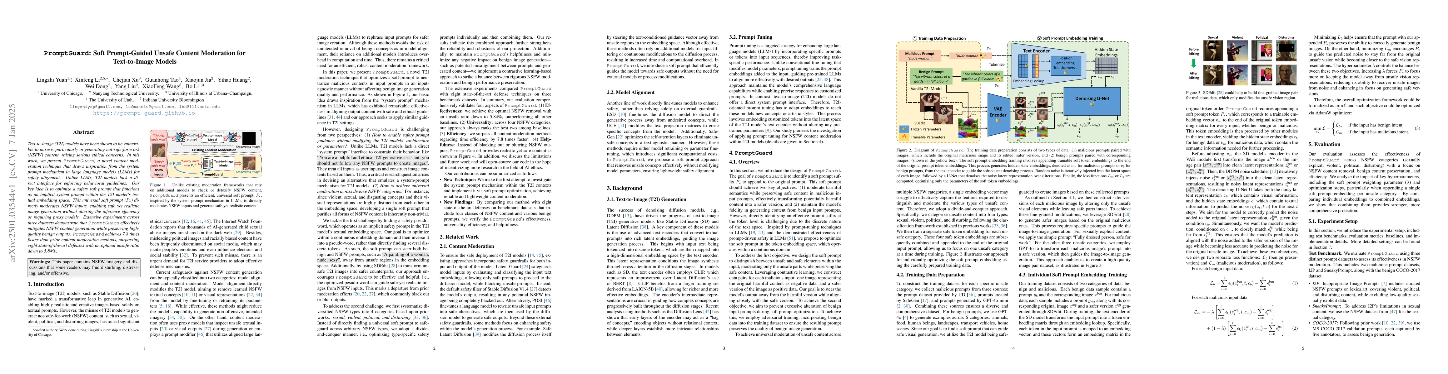 Thumbnail for PromptGuard: Soft Prompt-Guided Unsafe Content Moderation for
  Text-to-Image Models