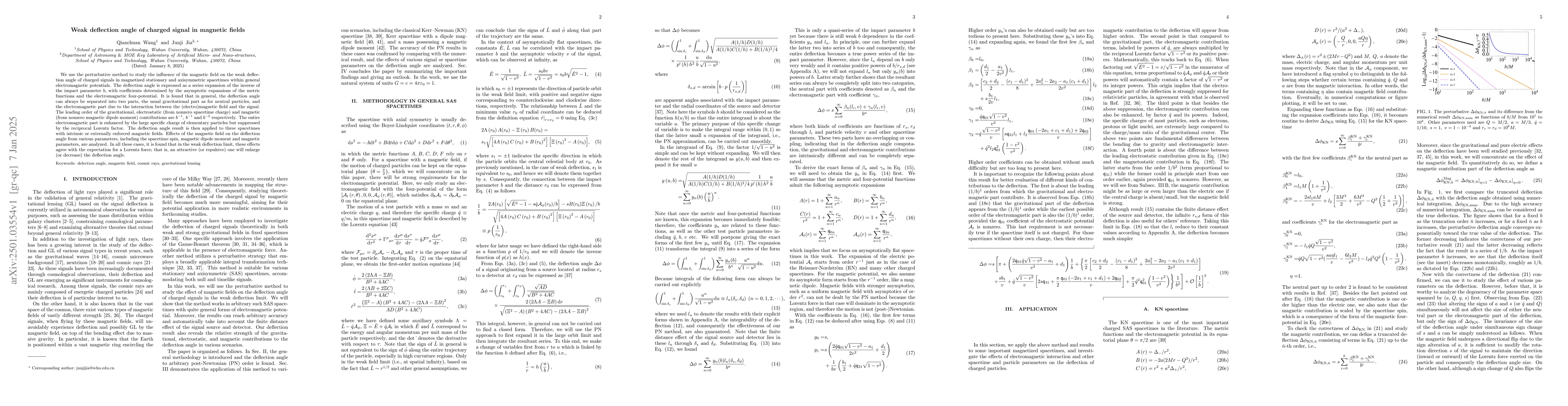 Thumbnail for Weak deflection angle of charged signal in magnetic fields