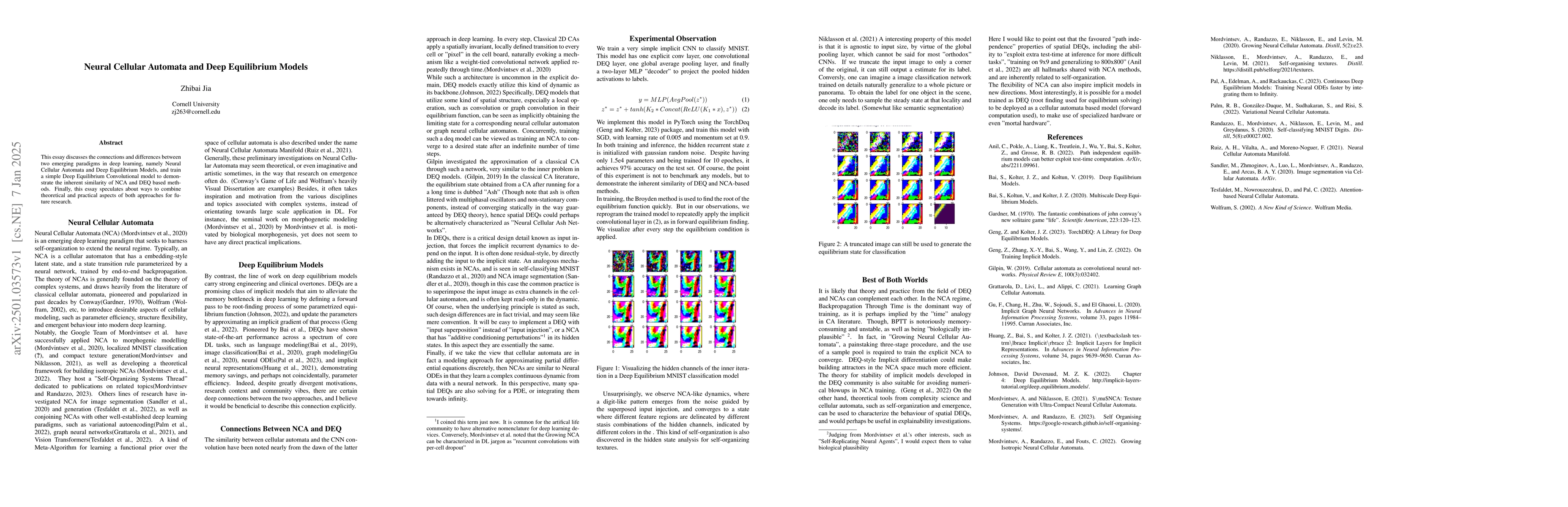 Thumbnail for Neural Cellular Automata and Deep Equilibrium Models