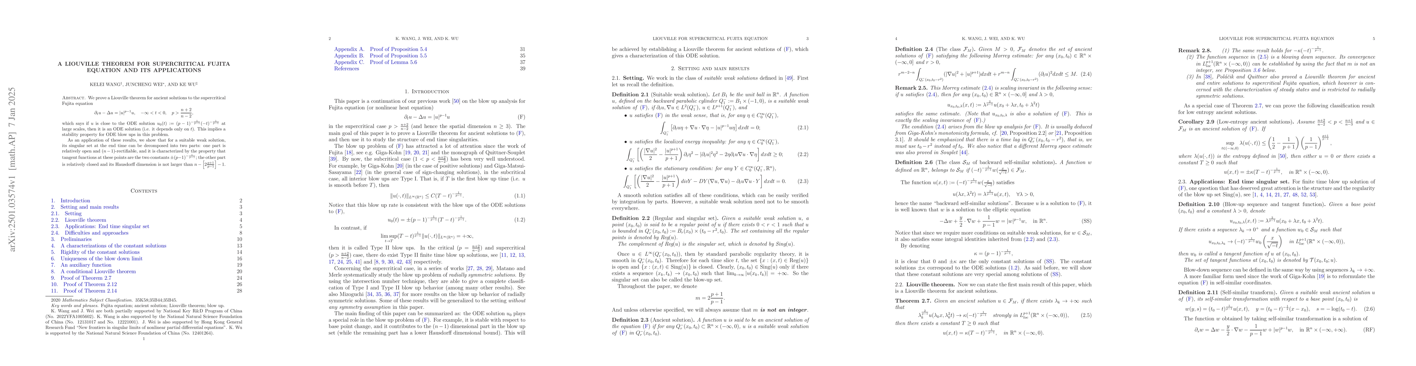 Thumbnail for A Liouville theorem for supercritical Fujita equation and its
  applications