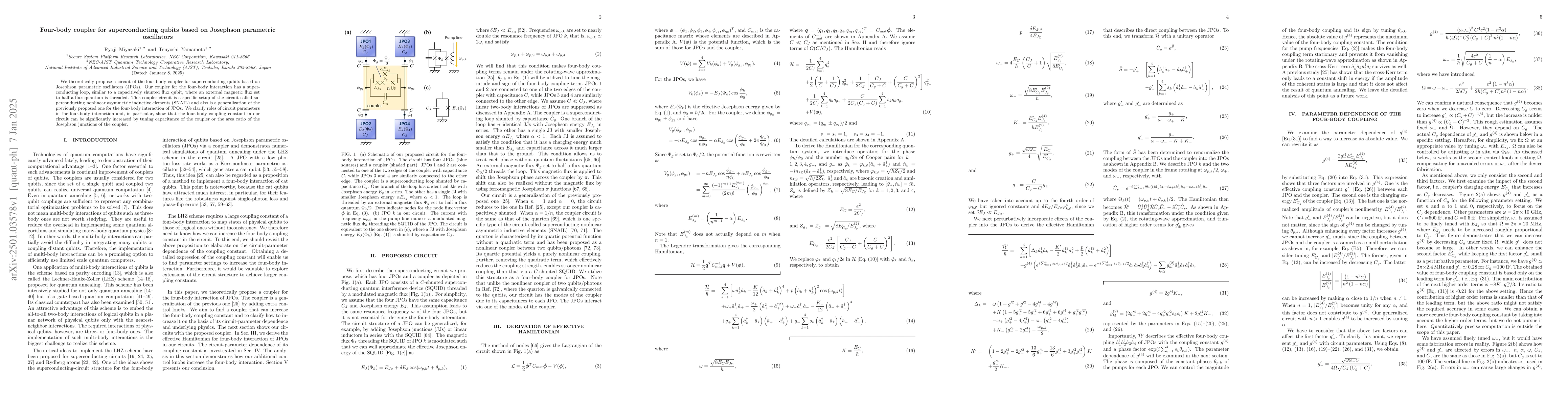 Thumbnail for Four-body coupler for superconducting qubits based on Josephson
  parametric oscillators