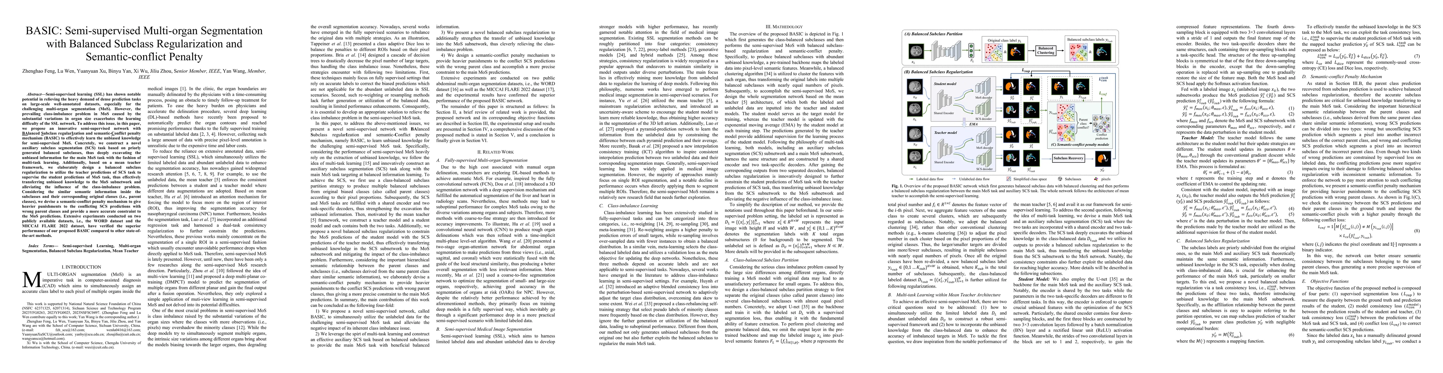 Thumbnail for BASIC: Semi-supervised Multi-organ Segmentation with Balanced Subclass
  Regularization and Semantic-conflict Penalty