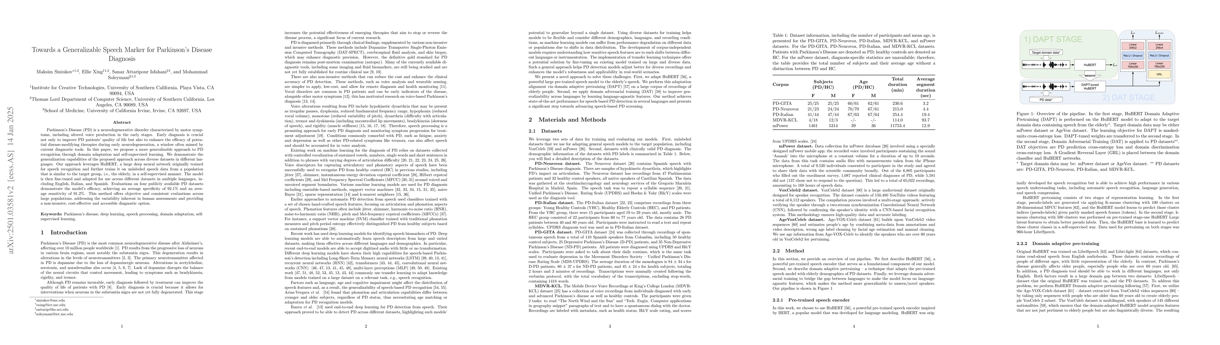 Thumbnail for Towards a Generalizable Speech Marker for Parkinson's Disease Diagnosis