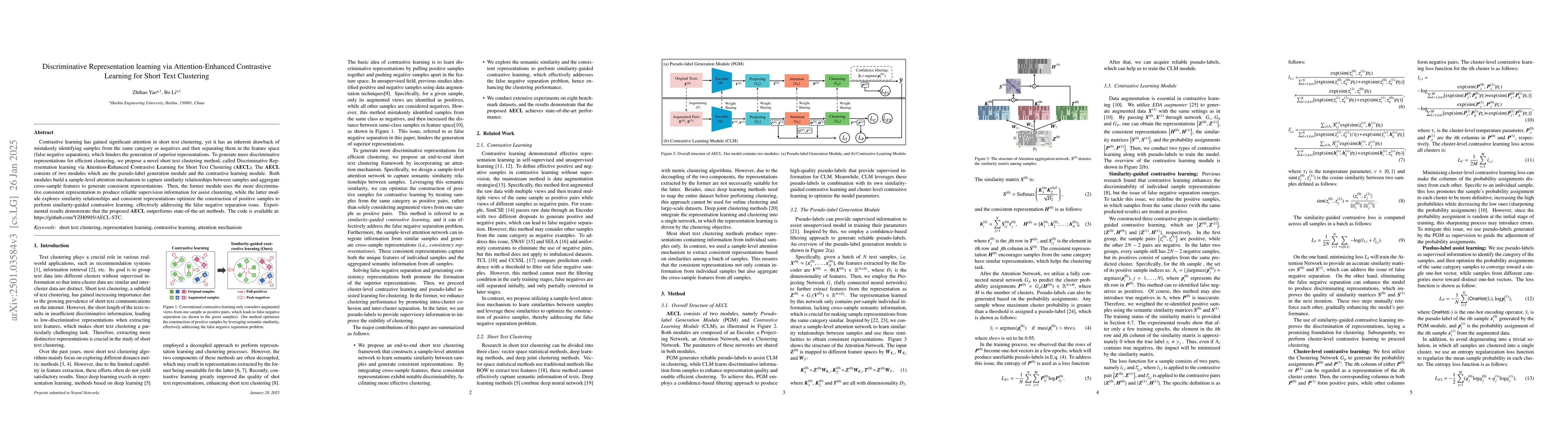 Thumbnail for Discriminative Representation learning via Attention-Enhanced
  Contrastive Learning for Short Text Clustering