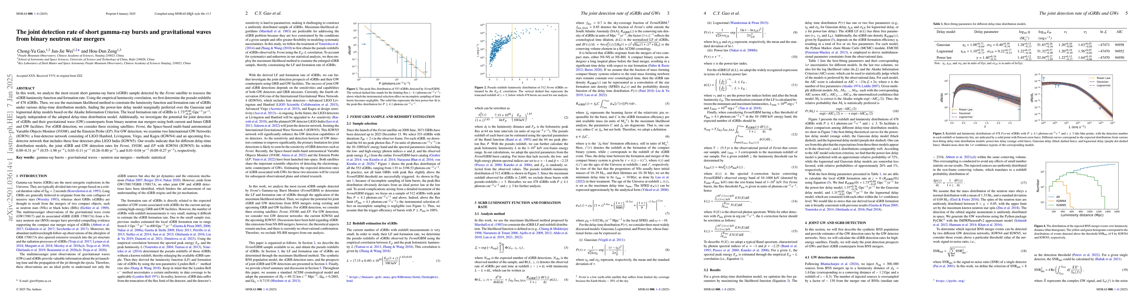 Thumbnail for The joint detection rate of short gamma-ray bursts and gravitational
  waves from binary neutron star mergers