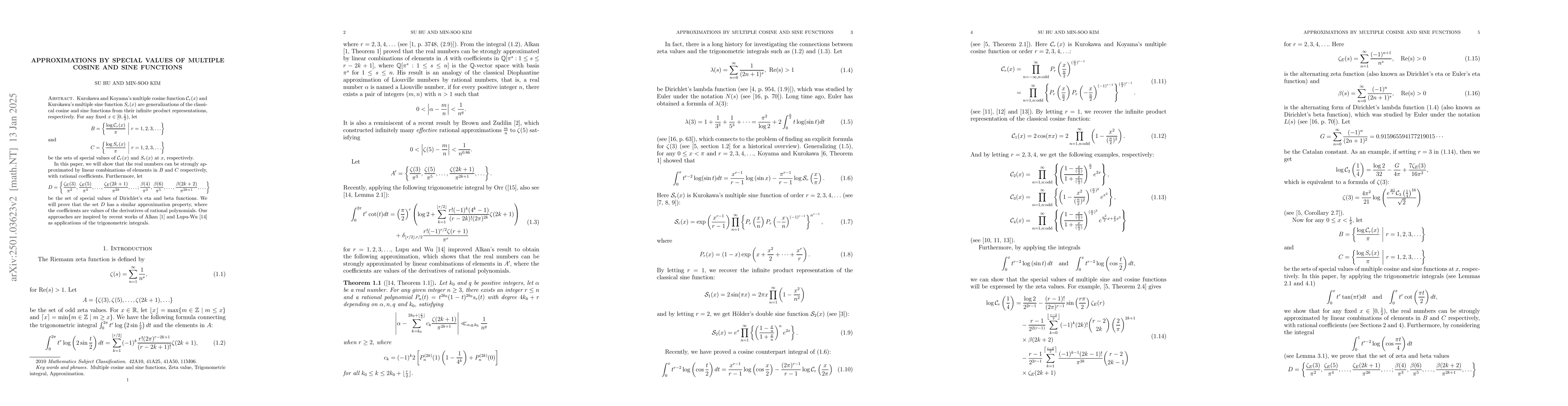 Thumbnail for Approximations by special values of multiple cosine and sine functions