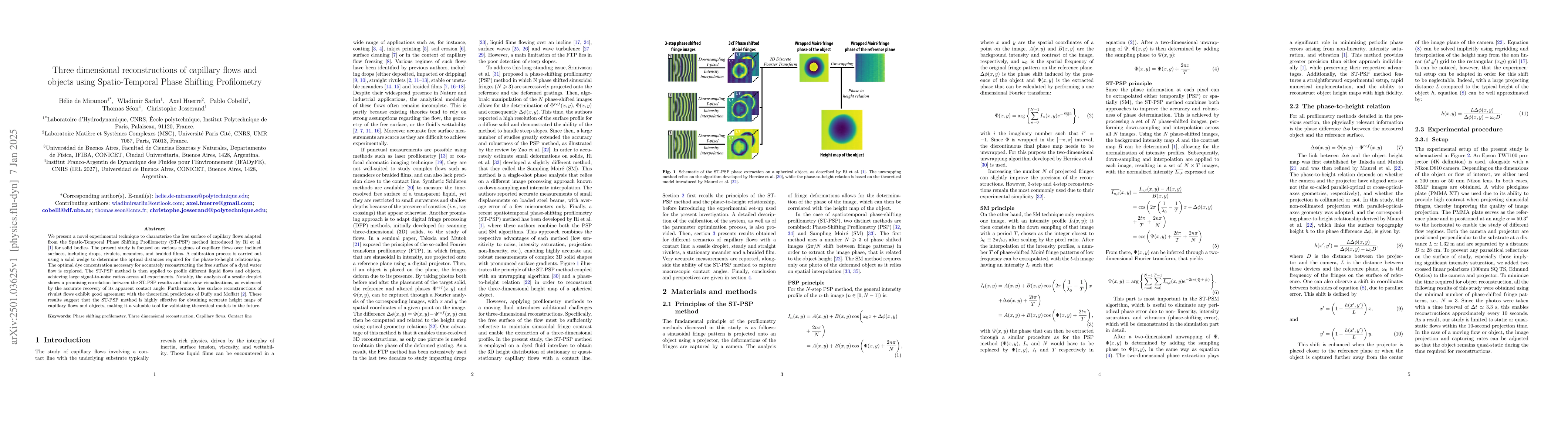 Thumbnail for Three dimensional reconstructions of capillary flows and objects using
  Spatio-Temporal Phase Shifting Profilometry