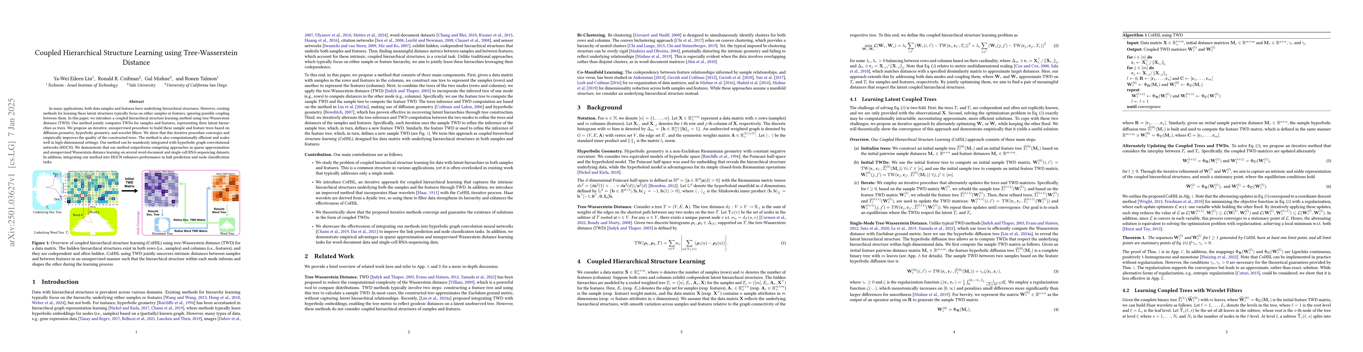 Thumbnail for Coupled Hierarchical Structure Learning using Tree-Wasserstein Distance