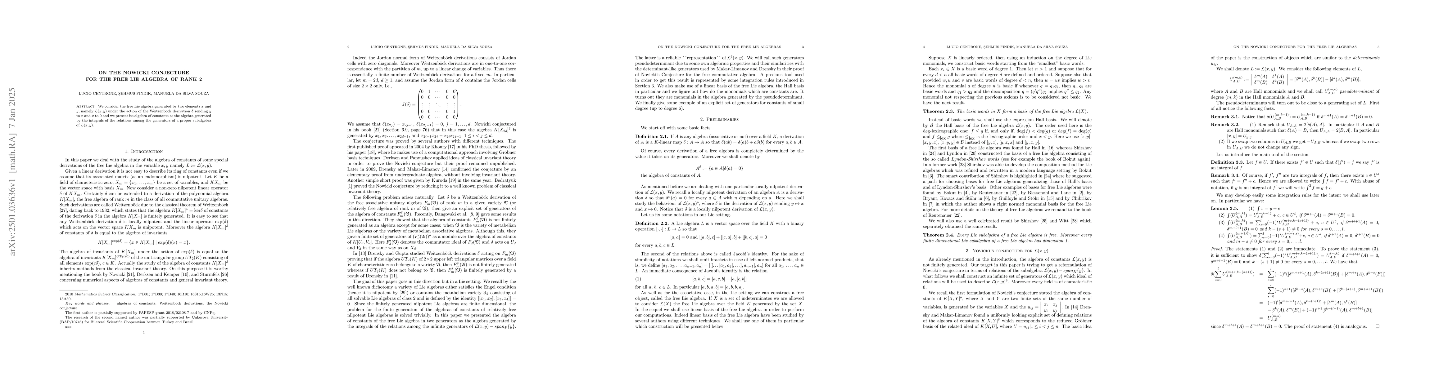Thumbnail for On the Nowicki Conjecture for the free Lie algebra of rank 2