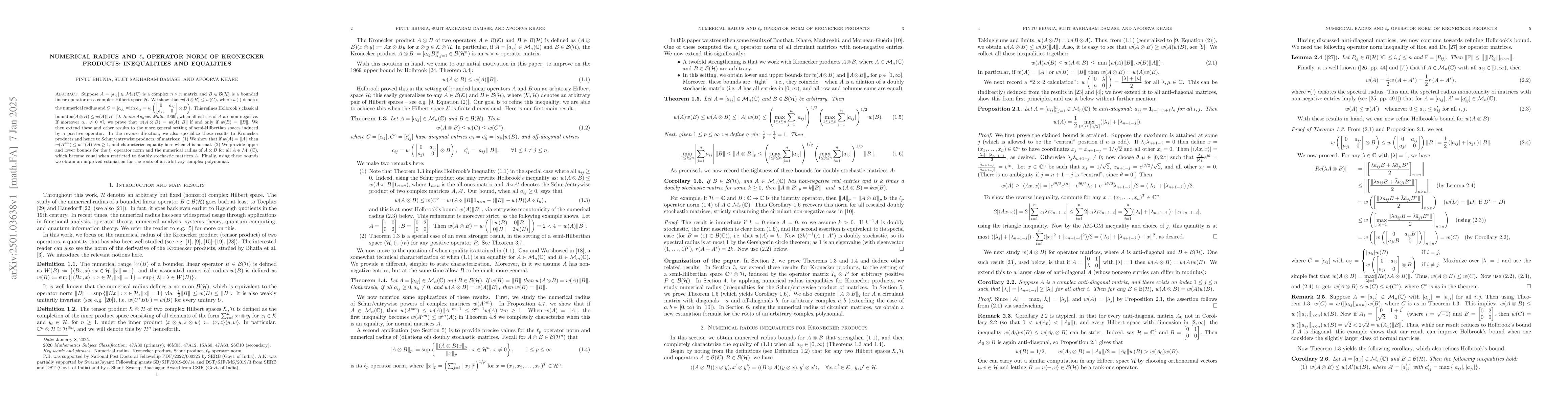 Thumbnail for Numerical radius and $\ell_p$ operator norm of Kronecker products:
  inequalities and equalities