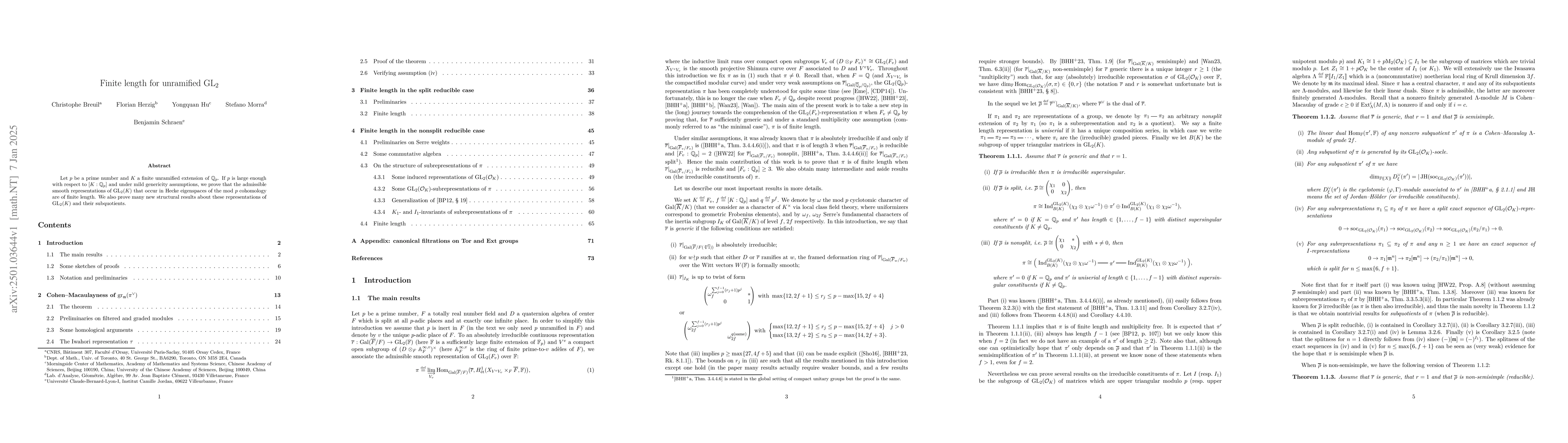 Thumbnail for Finite length for unramified $\mathrm{GL}_2$