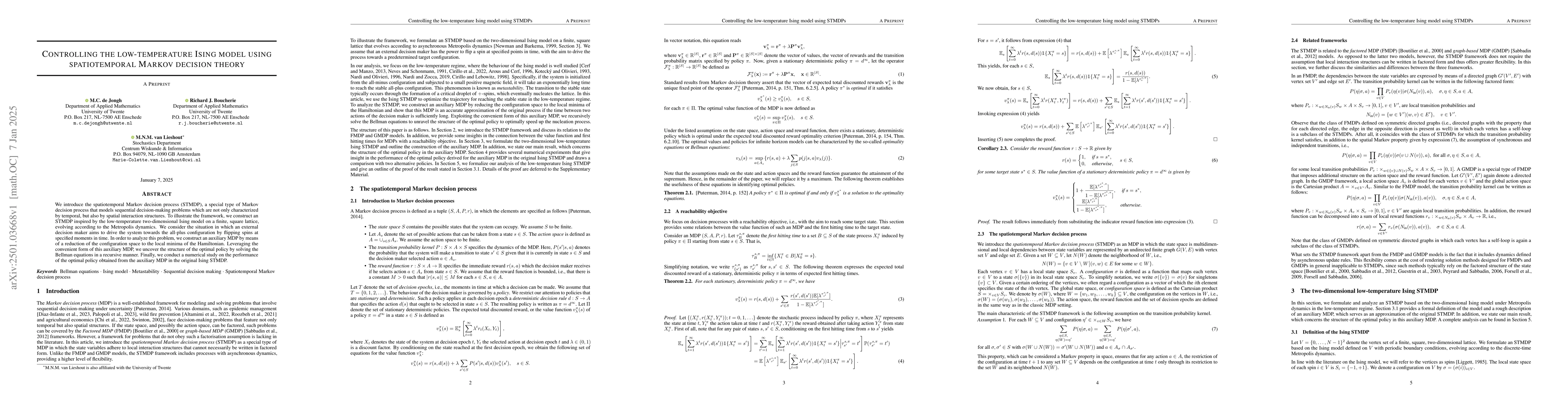 Thumbnail for Controlling the low-temperature Ising model using spatiotemporal Markov
  decision theory