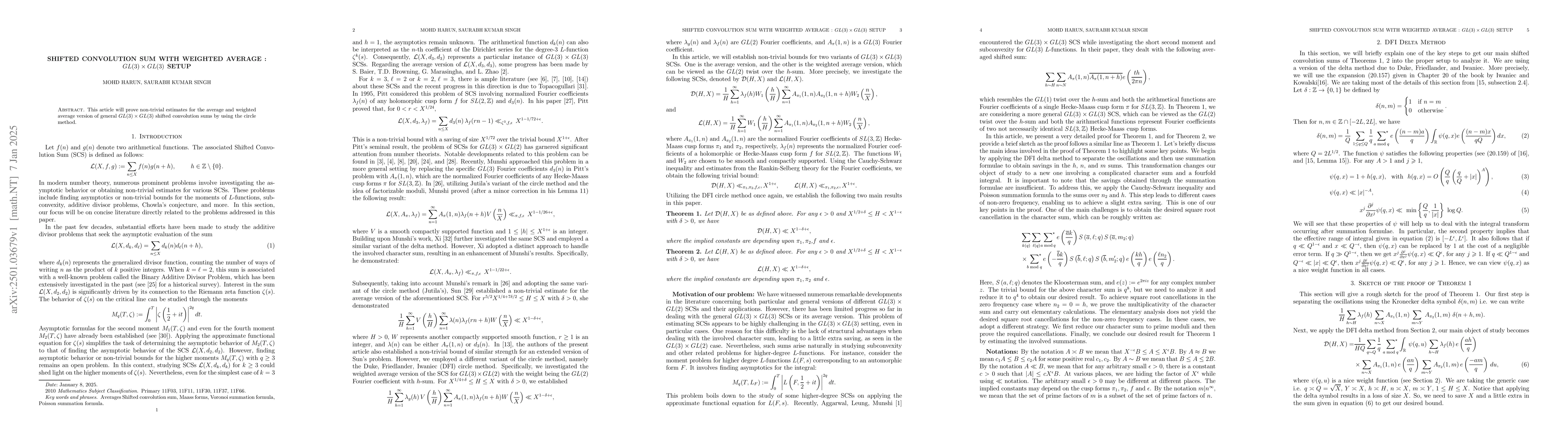 Thumbnail for Shifted convolution sum with weighted average : $GL(3) \times GL(3)$
  setup
