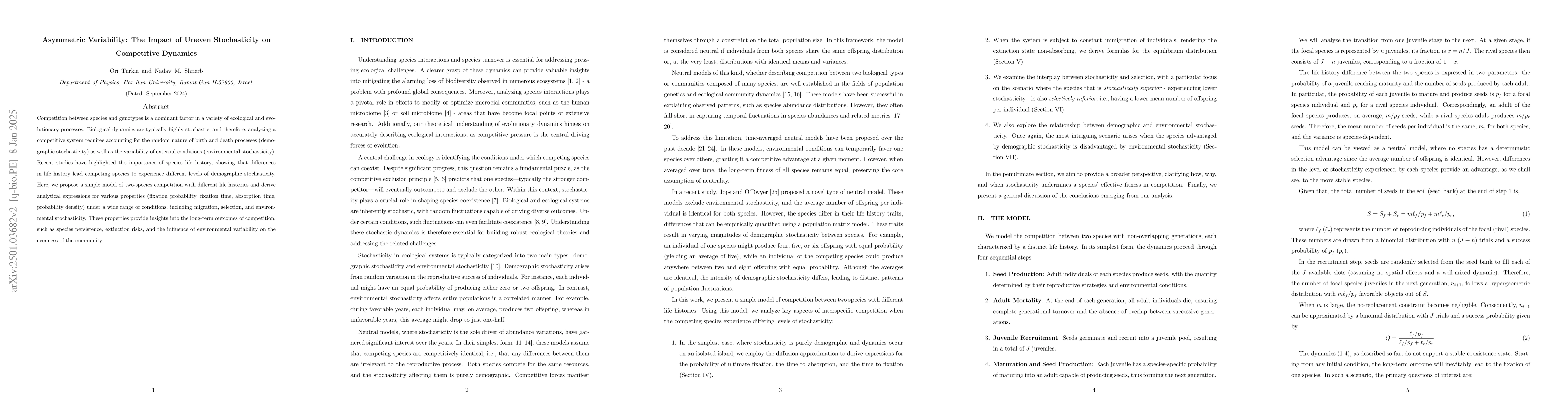 Thumbnail for Asymmetric Variability: The Impact of Uneven Stochasticity on
  Competitive Dynamics