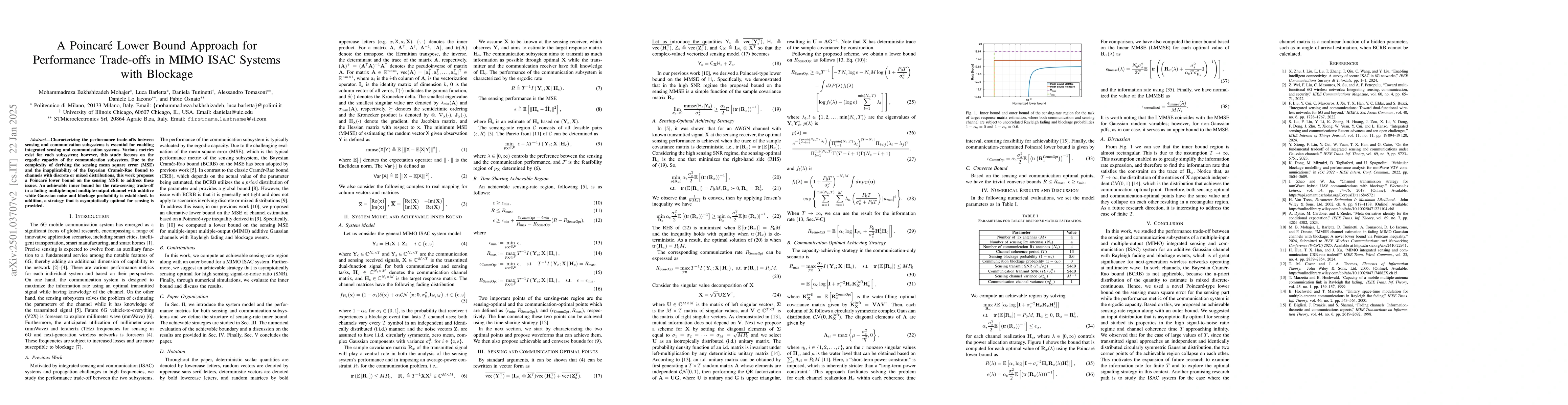 Thumbnail for A Poincaré Lower Bound Approach for Performance Trade-offs in MIMO
  ISAC Systems with Blockage