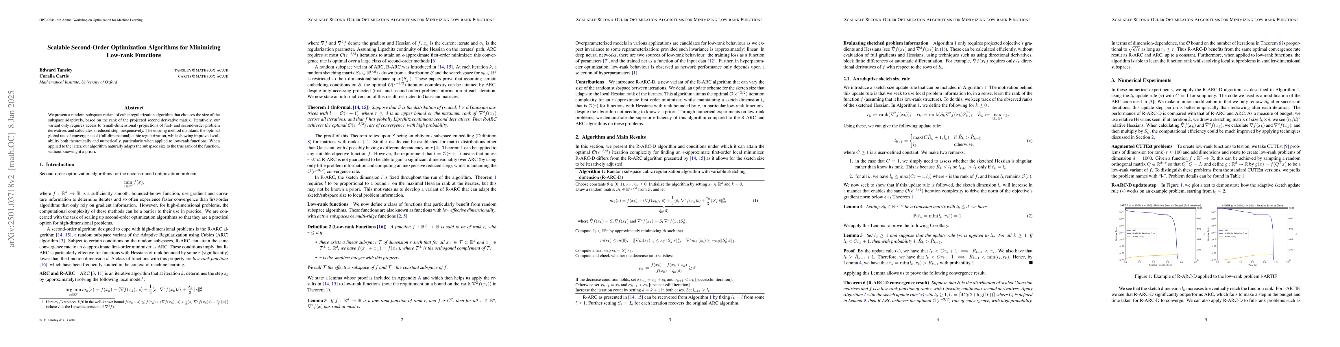 Thumbnail for Scalable Second-Order Optimization Algorithms for Minimizing Low-rank
  Functions