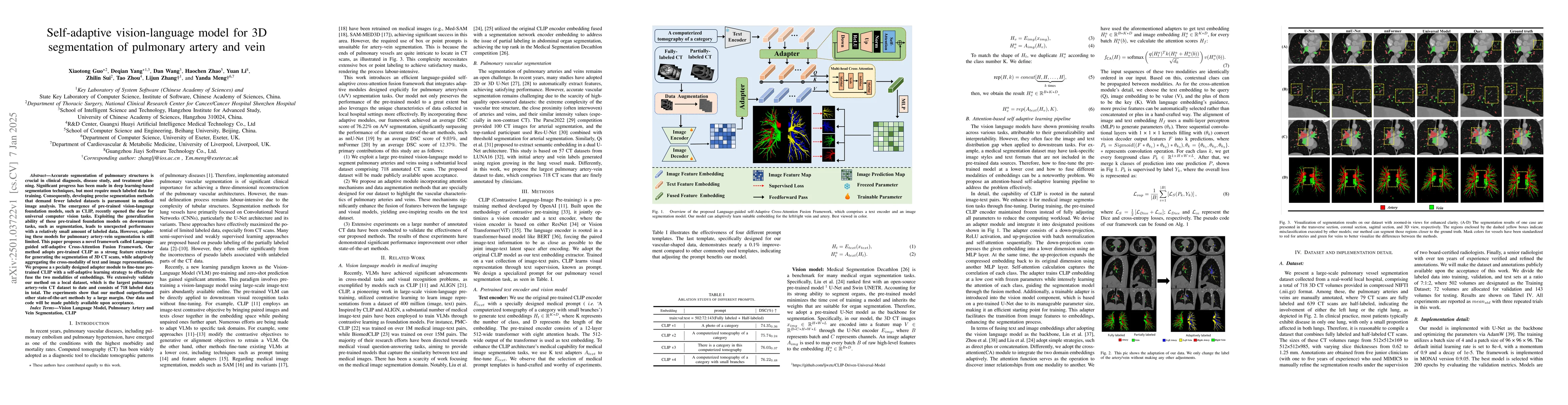 Thumbnail for Self-adaptive vision-language model for 3D segmentation of pulmonary
  artery and vein