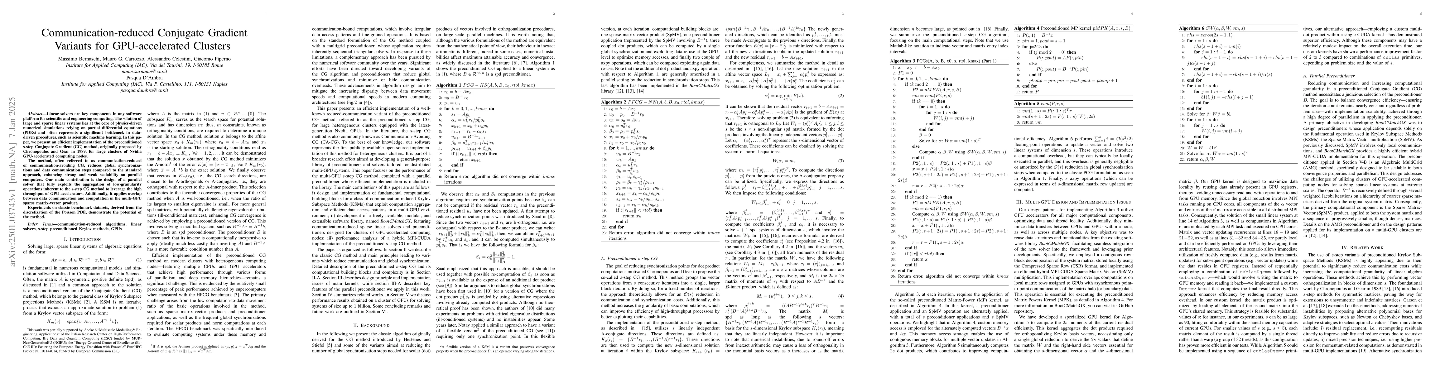 Thumbnail for Communication-reduced Conjugate Gradient Variants for GPU-accelerated
  Clusters